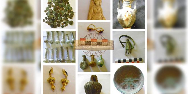 دام برس : مصادرة عدد كبير من القطع الأثرية المتنوعة بعد القبض على مجموعة تتاجر بالآثار بريف طرطوس